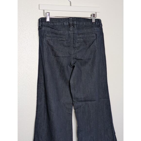 Apt. 9 Jeans Sz 6 Womens Dark Blue Pants Mid Rise Stretch Ladies Wide Leg Denim - Picture 7 of 10